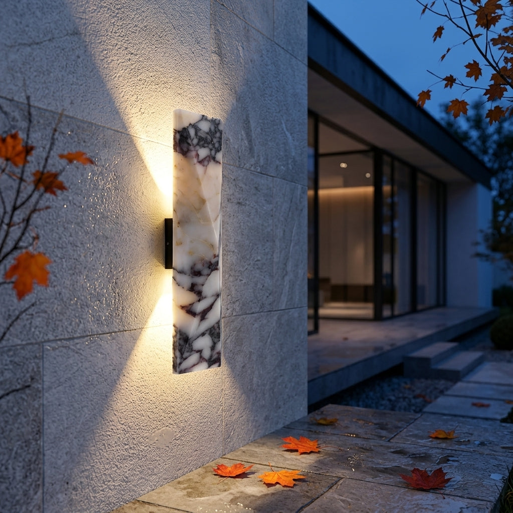 LED Stone Effect Outdoor Wall Light - 32cm Warm White Exterior Wall Lamp for Villa Porches, Garden Walls, Courtyards and Garage Entrances