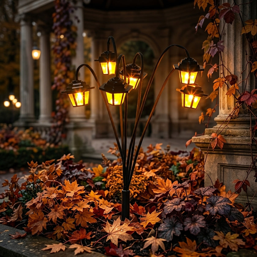 Solar Retro Street Lamp Light - 6 LED IP44 Warm White Garden & Courtyard Lantern
