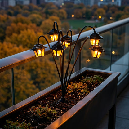 Solar Retro Street Lamp Light - 6 LED IP44 Warm White Garden & Courtyard Lantern