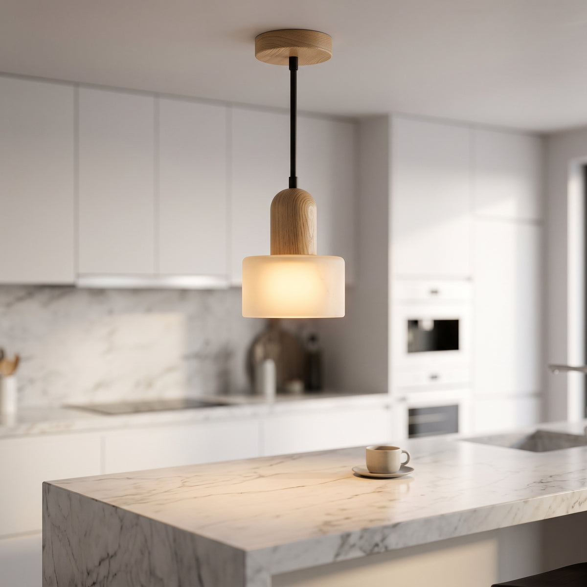 Luxury Wabi-Sabi Pendant Light - Marble, Jade & Stone Lamp for Dining & Kitchen Island
