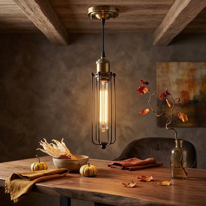 Industrial Iron Cage Chandelier - Black or Gold E27 Retro Pendant for Bar & Cafe