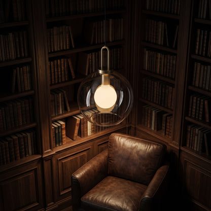 Smoked Glass Pendant Light - Industrial Globe Lamp