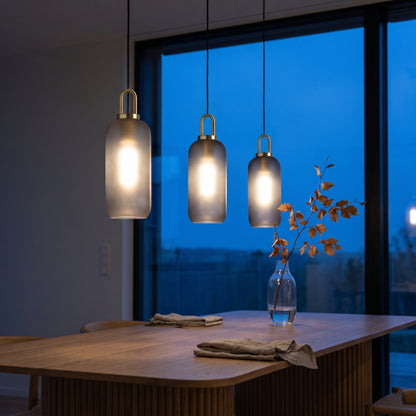 Smoked Glass Pendant Light - Industrial Globe Lamp