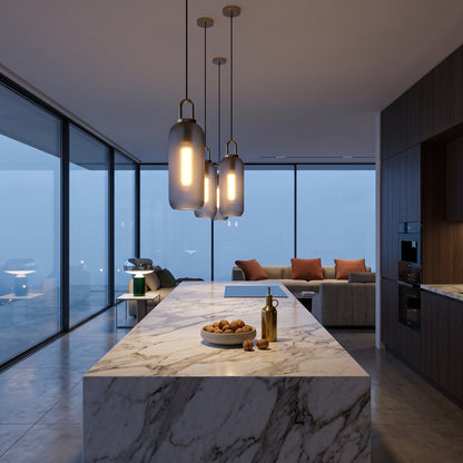 Smoked Glass Pendant Light - Industrial Globe Lamp