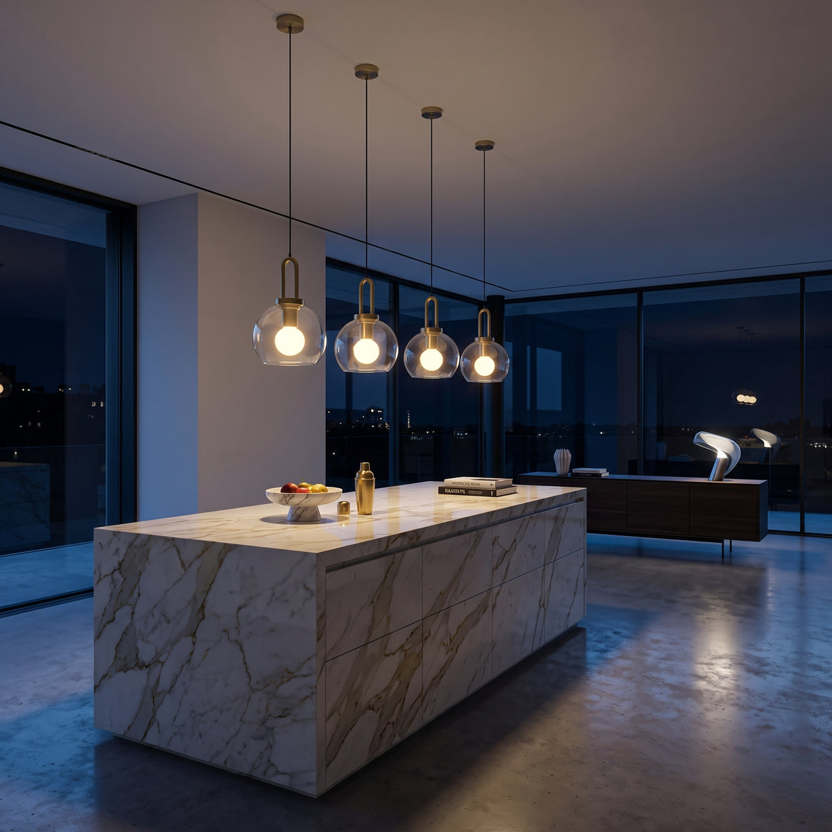 Smoked Glass Pendant Light - Industrial Globe Lamp