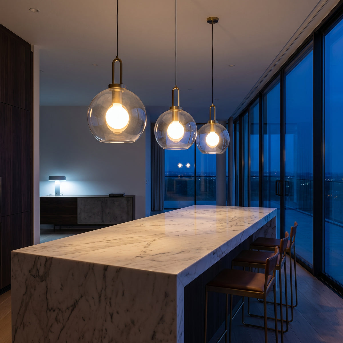 Smoked Glass Pendant Light - Industrial Globe Lamp