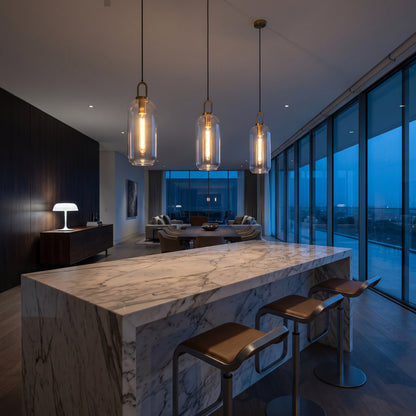 Smoked Glass Pendant Light - Industrial Globe Lamp
