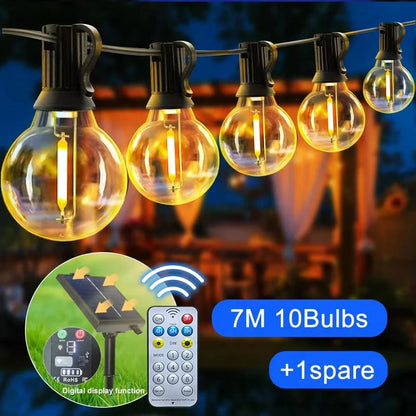 Solar Globe String Lights - Waterproof LED Bulb Lights for Patio, Backyard & Courtyard