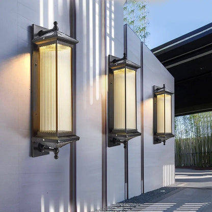 Traditional Solar Lantern Wall Light - Coffee Finish Aluminum and Acrylic Solar Sconce with Warm LED Glow for Patio, Porch and Entryways