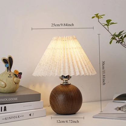 Nordic Pleated Table Lamp - 3 Colour LED Bedside Lamp with USB Plug