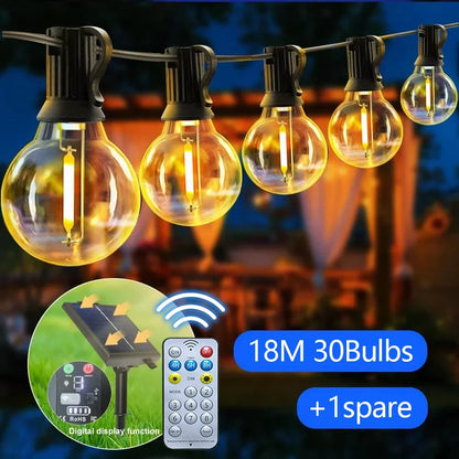 Solar Globe String Lights - Waterproof LED Bulb Lights for Patio, Backyard & Courtyard