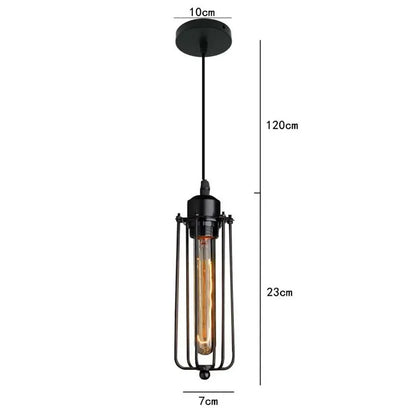Industrial Iron Cage Chandelier - Black or Gold E27 Retro Pendant for Bar & Cafe