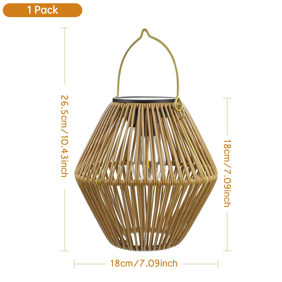 Solar Woven Rattan Lantern - IP65 Hanging Boho Garden Light with Dusk Sensor