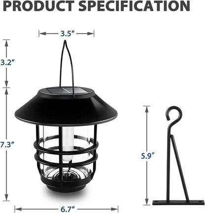 Solar Hanging Flicker Flame Lantern - Compact Cordless Lantern with Integrated Loop for Fence Panels, Wall Brackets, Porches and Balconies