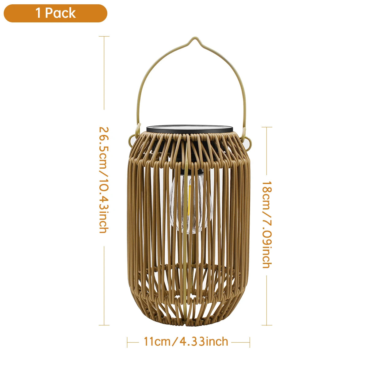 Solar Woven Rattan Lantern - IP65 Hanging Boho Garden Light with Dusk Sensor