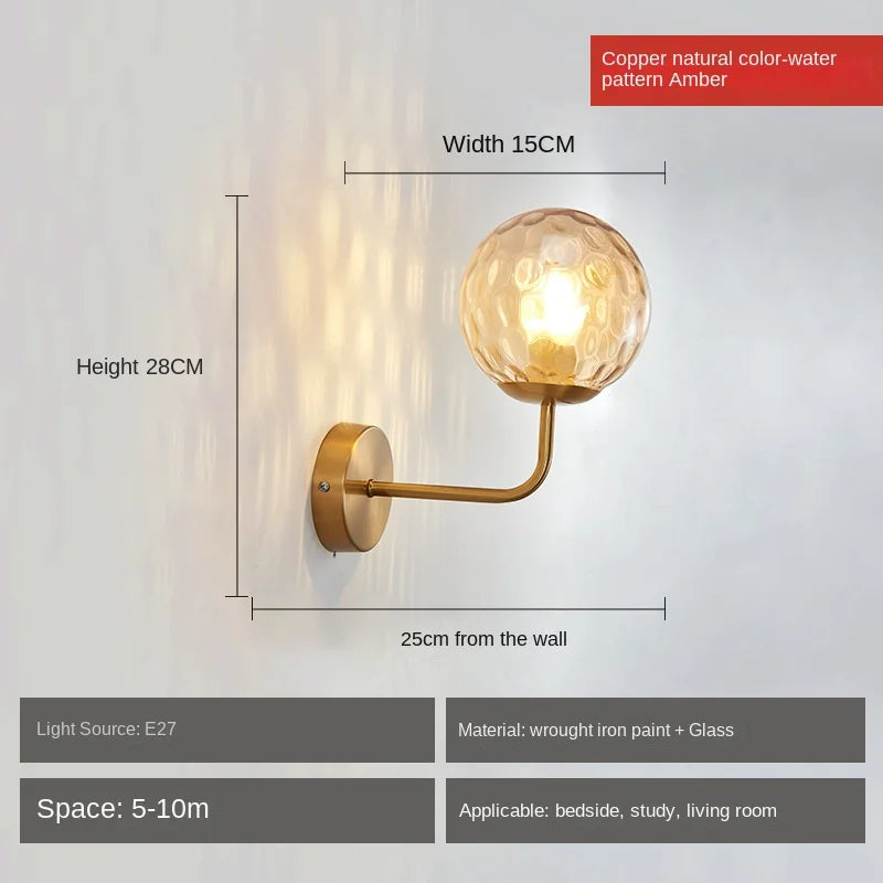 Nordic Glass Globe Wall Sconce Bra Lamp