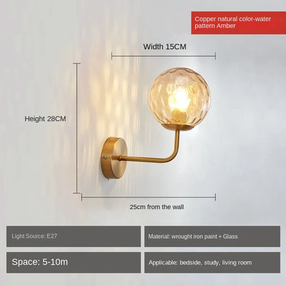 Nordic Glass Globe Wall Sconce Bra Lamp