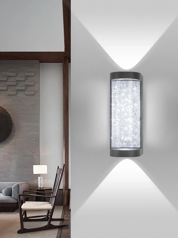Modern Crystal Porch Light - 10W Aluminum Glass Wall Sconce for Courtyard & Front Door