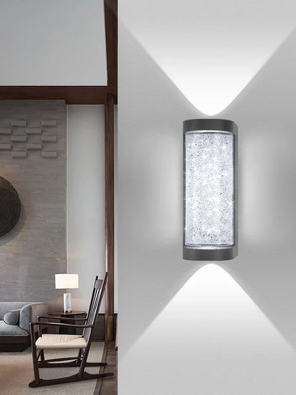 Modern Crystal Porch Light - 10W Aluminum Glass Wall Sconce for Courtyard & Front Door