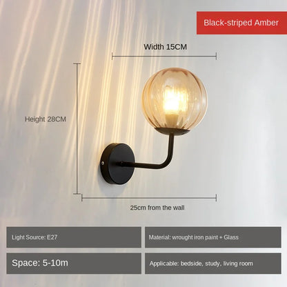 Nordic Glass Globe Wall Sconce Bra Lamp