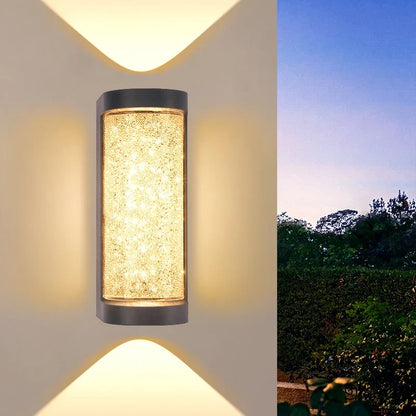 Modern Crystal Porch Light - 10W Aluminum Glass Wall Sconce for Courtyard & Front Door