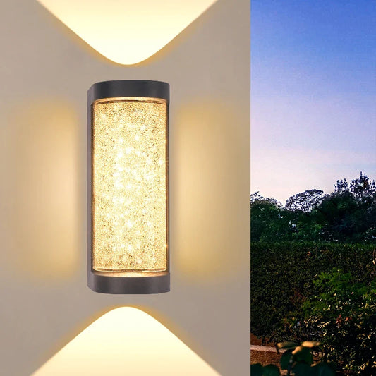Modern Crystal Porch Light - 10W Aluminum Glass Wall Sconce for Courtyard & Front Door