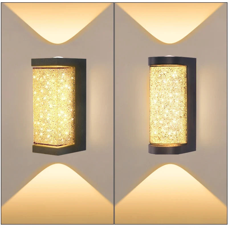 Modern Crystal Porch Light - 10W Aluminum Glass Wall Sconce for Courtyard & Front Door