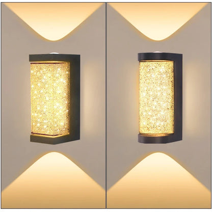 Modern Crystal Porch Light - 10W Aluminum Glass Wall Sconce for Courtyard & Front Door