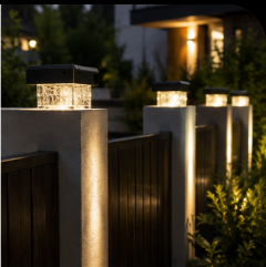 Solar LED Post Cap Light - IP65 Waterproof ABS and PVC Fence Post Light with 8 LEDs and Warm White Glow, Sized for 60x40 to 100x100mm Posts