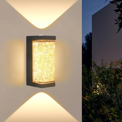 Modern Crystal Porch Light - 10W Aluminum Glass Wall Sconce for Courtyard & Front Door