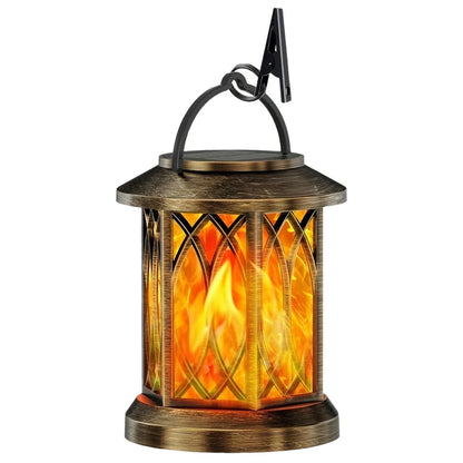 Solar Flickering Candle Lantern - Glass Panelled Storm Lantern in Black or Bronze with Automatic Dusk Lighting for Patio, Doorstep and Walls