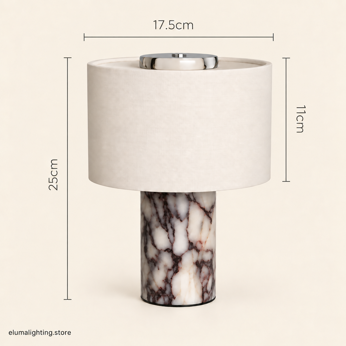 Luxury Marble Table Lamp - Modern Fabric Shade Bedside Light for Nightstand & Console