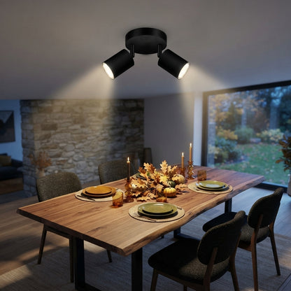 350 Degree Rotatable Dual GU10 Spot Light - Black or White Ceiling & Wall Light