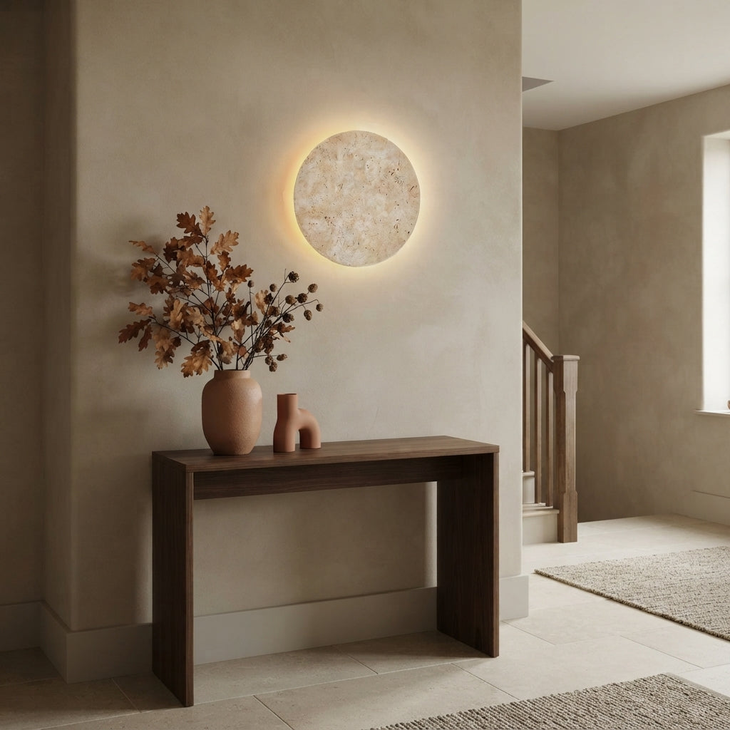 Wabi Sabi Cave Stone LED Wall Sconce - Beige 20 to 30cm Bedside Light for Living Room