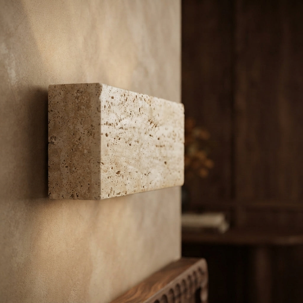 Wabi Sabi Stone Wall Lamp - 32cm IP65 LED Garden & Bedside Sconce in Warm White