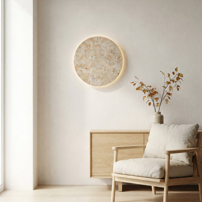 Wabi Sabi Cave Stone LED Wall Sconce - Beige 20 to 30cm Bedside Light for Living Room