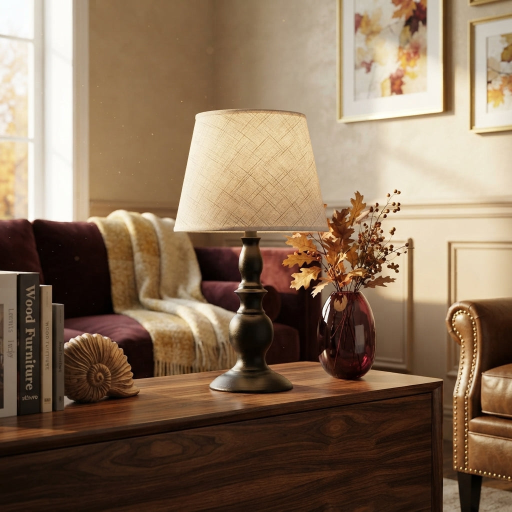 Nordic Bedside Table Lamp - Resin Body, Fabric Shade E27