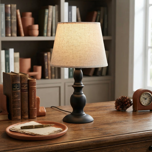 Nordic Bedside Table Lamp - Resin Body, Fabric Shade E27