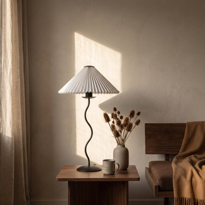 Pleated Floor Lamp - Minimalist Fabric Shade Standing Light for Living Room & Bedroom