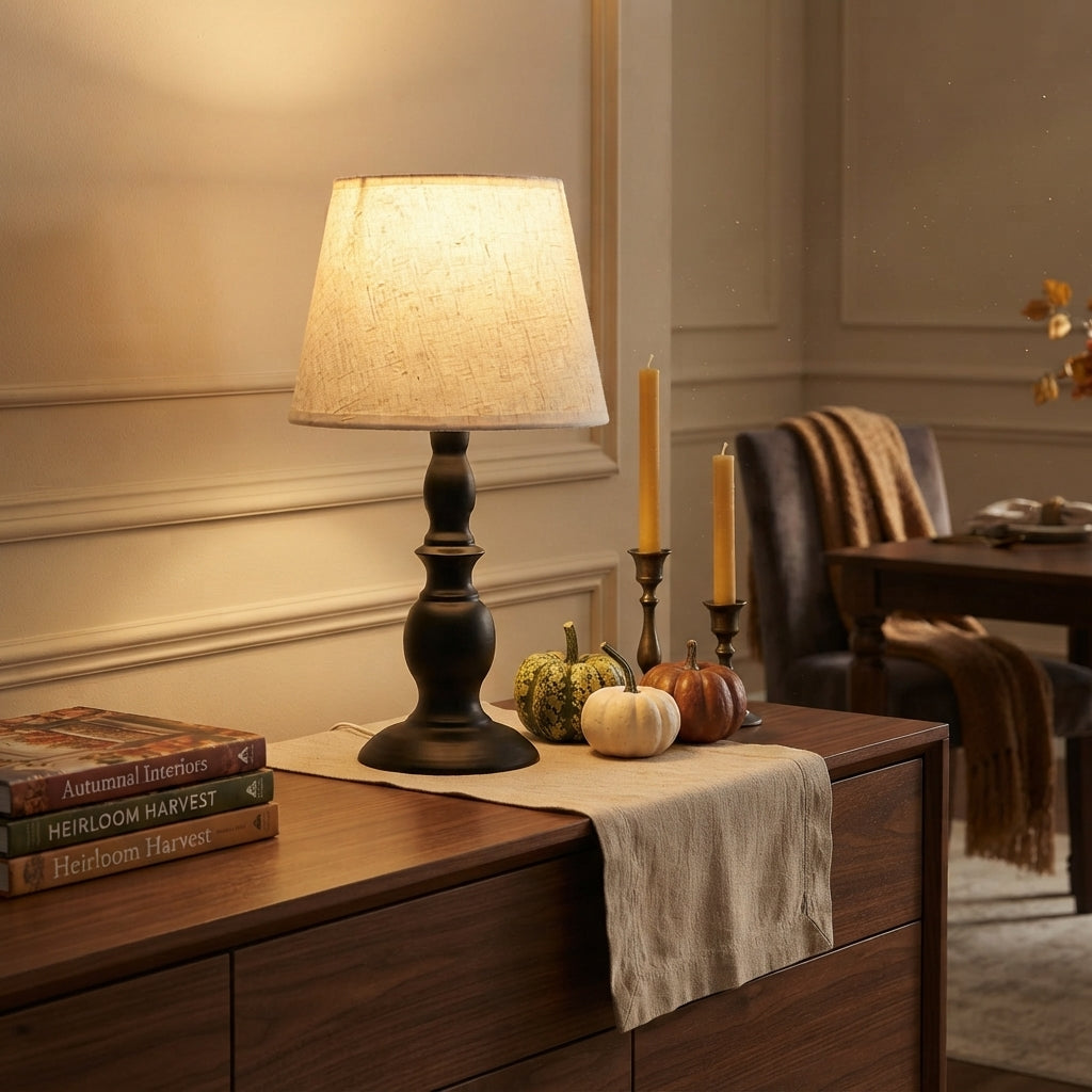 Nordic Bedside Table Lamp - Resin Body, Fabric Shade E27