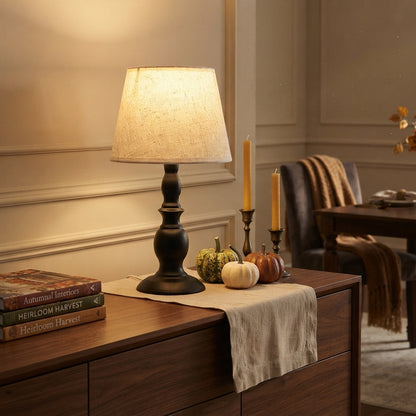 Nordic Bedside Table Lamp - Resin Body, Fabric Shade E27