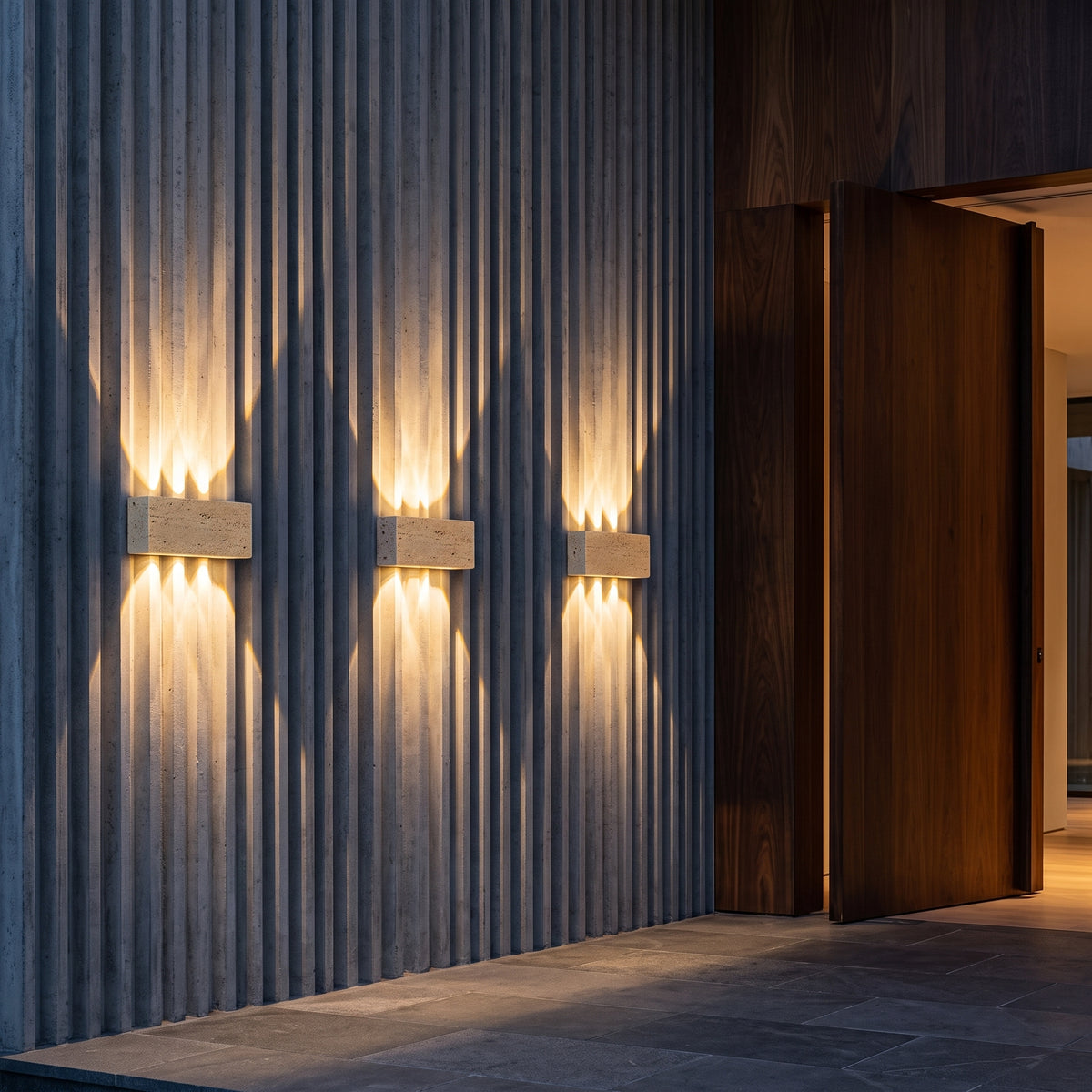 Wabi Sabi Stone Wall Lamp - 32cm IP65 LED Garden & Bedside Sconce in Warm White