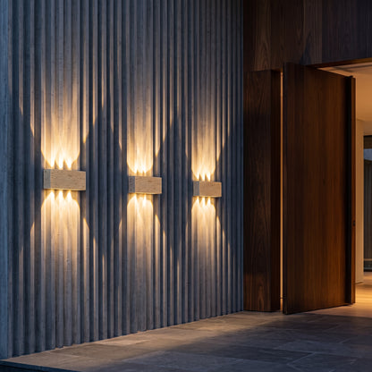 Wabi Sabi Stone Wall Lamp - 32cm IP65 LED Garden & Bedside Sconce in Warm White