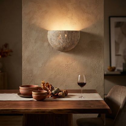 Wabi Sabi Yellow Stone Wall Lamp - Warm LED Sconce for Bedside, Corridor & Cafe