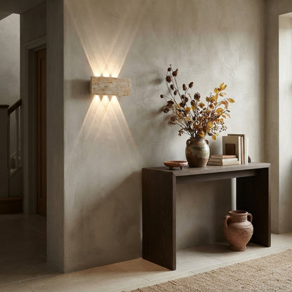 Wabi Sabi Stone Wall Lamp - 32cm IP65 LED Garden & Bedside Sconce in Warm White