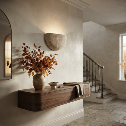 Wabi Sabi Yellow Stone Wall Lamp - Warm LED Sconce for Bedside, Corridor & Cafe