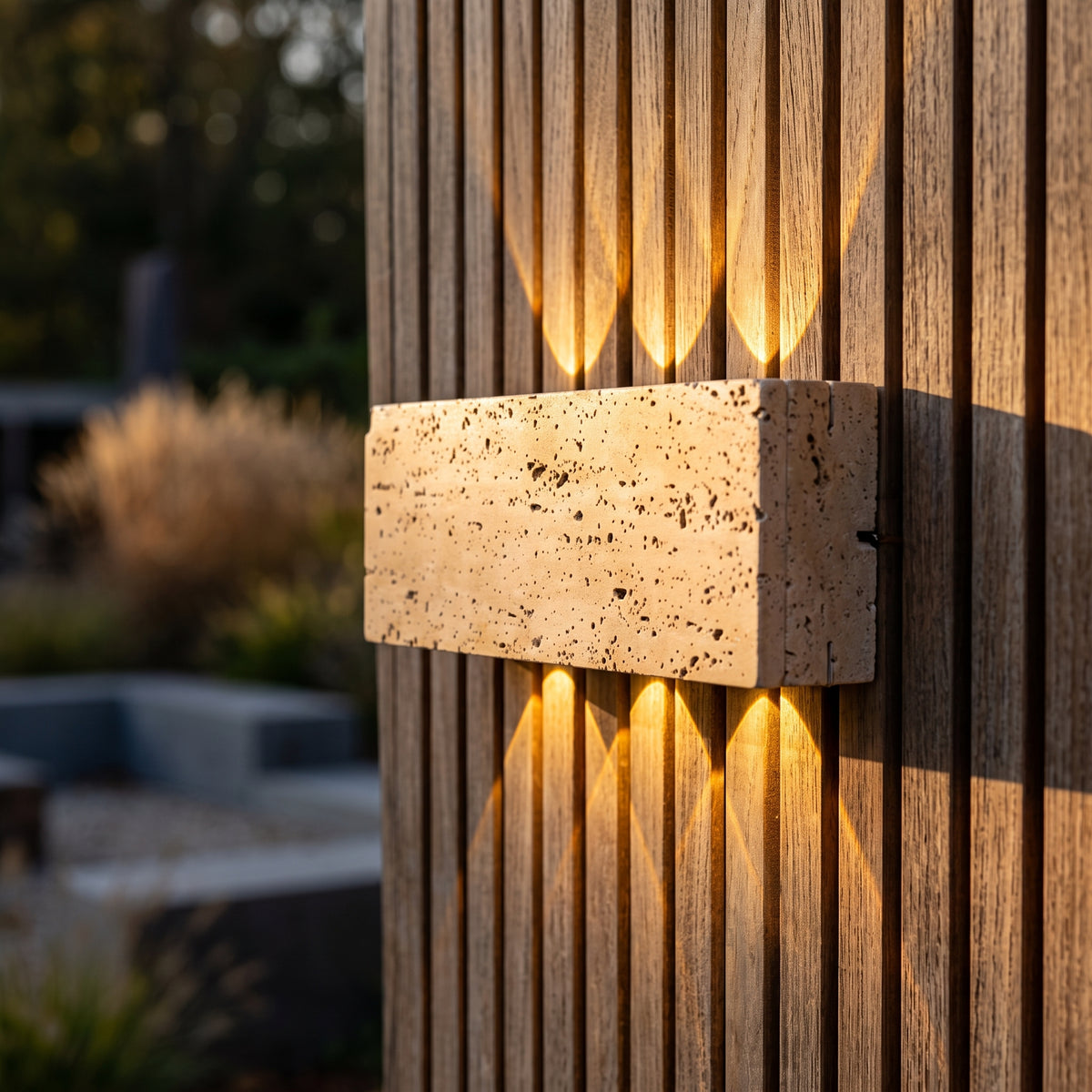 Wabi Sabi Stone Wall Lamp - 32cm IP65 LED Garden & Bedside Sconce in Warm White