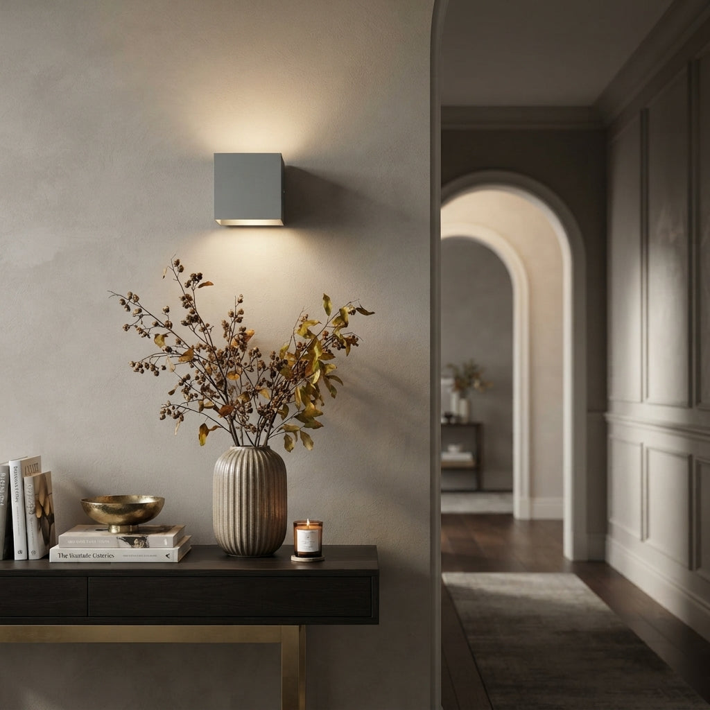 Modern Square Outdoor Wall Light - IP65 6W or 12W LED Up Down Aluminium Porch Lamp