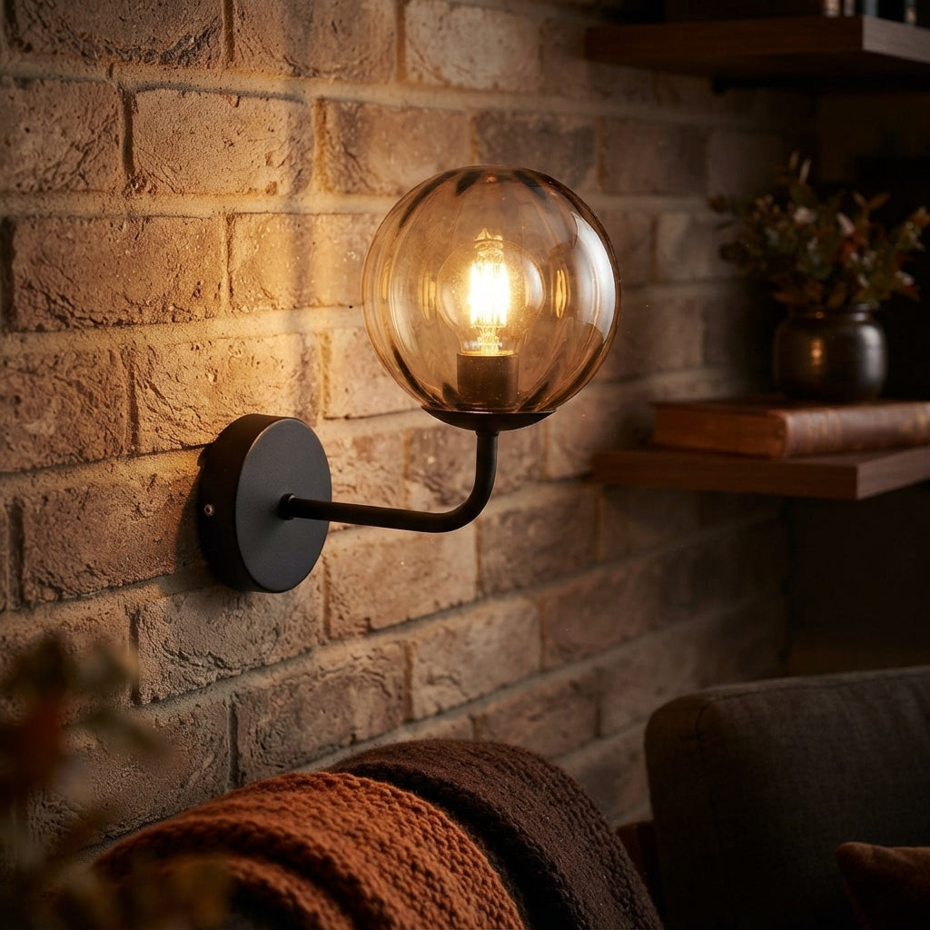 Nordic Glass Globe Wall Sconce Bra Lamp