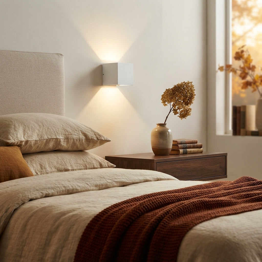Modern Square Outdoor Wall Light - IP65 6W or 12W LED Up Down Aluminium Porch Lamp